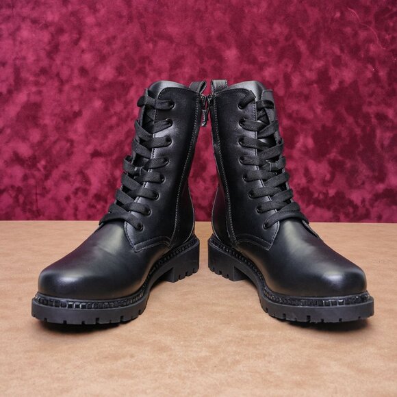 DKNY Women Romilly Vegan Leather Lace-up Zip Ankle Combat Boots sz 10 - Picture 2 of 9